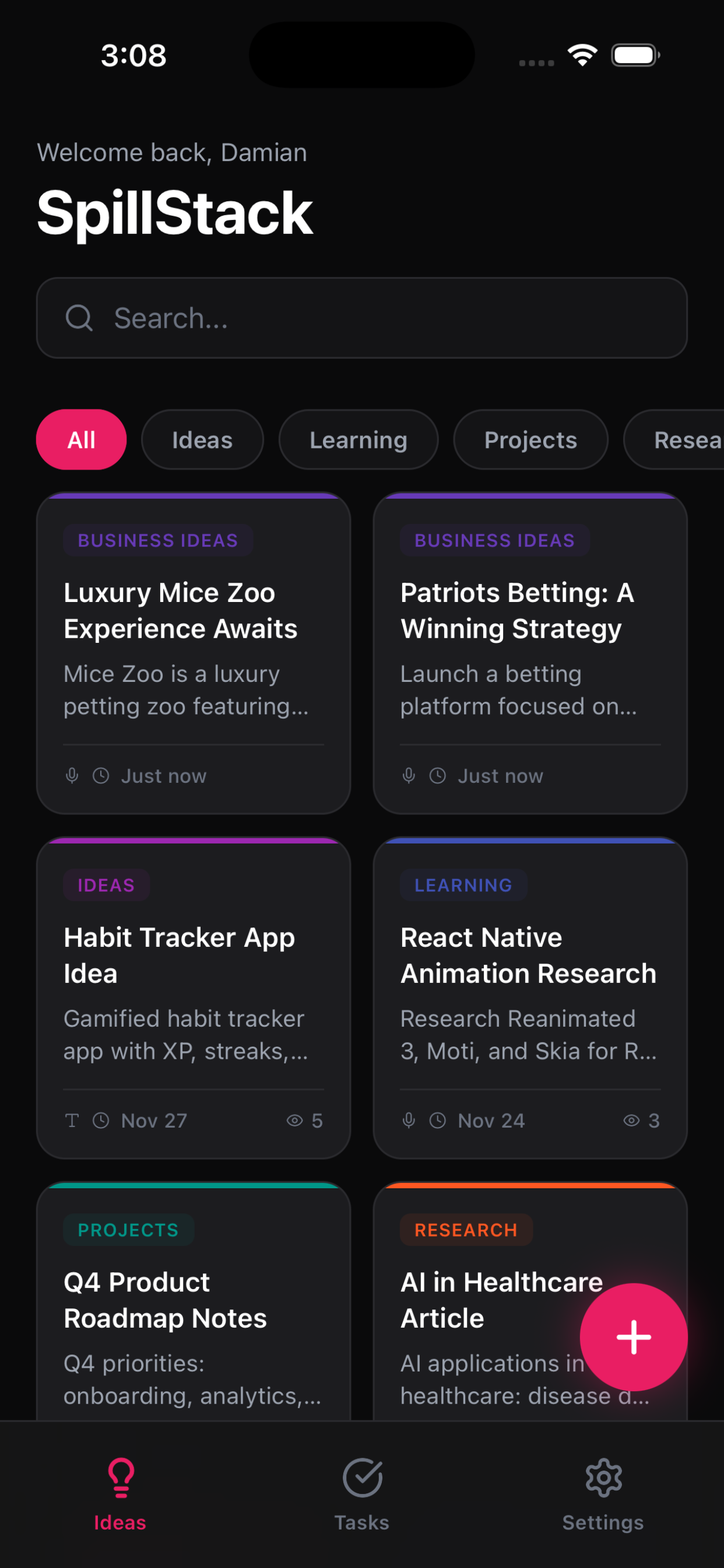 SpillStack Ideas List
